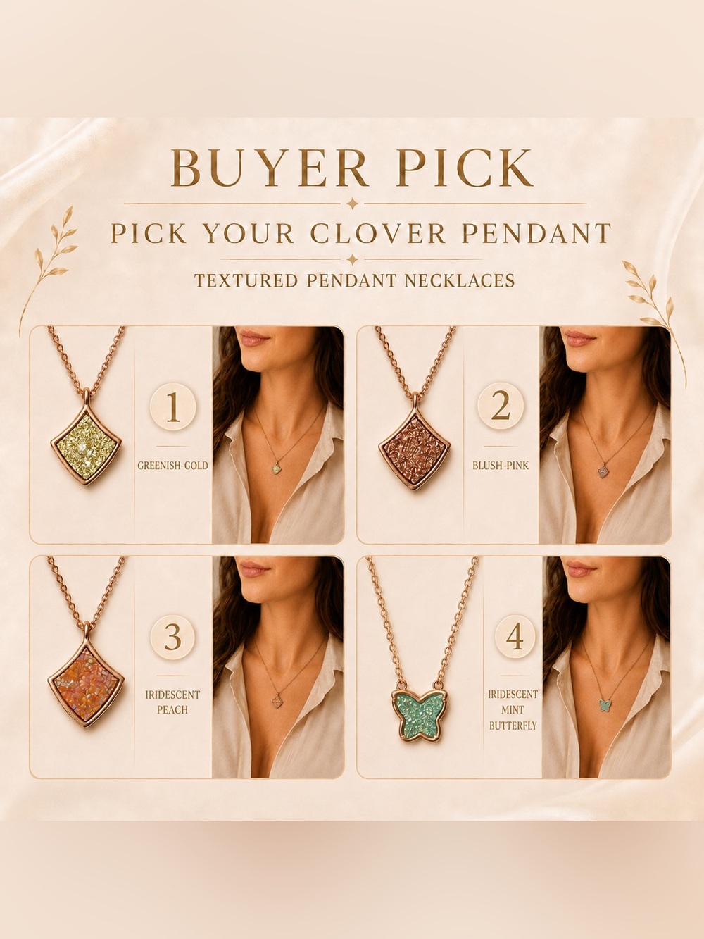 Textured Clover Pendant Necklace - Buyer Pick